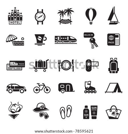 Signs. Vacation, Travel & Recreation. Second set icons in black