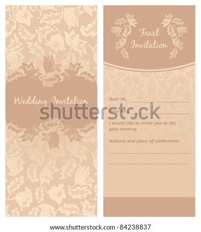 stock vector Wedding invitation flowers ornament leaf background