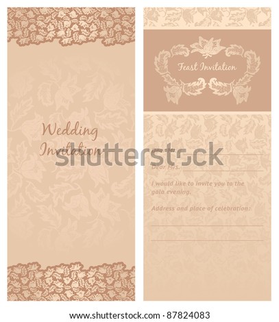 stock vector Wedding invitation Ornamentflowers leaf background