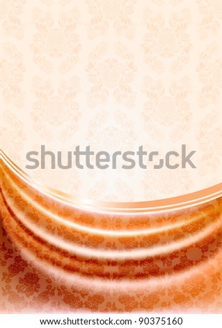 Peachy curtain, silk tissue on beige background. Bitmap copy my vector ID 89760829