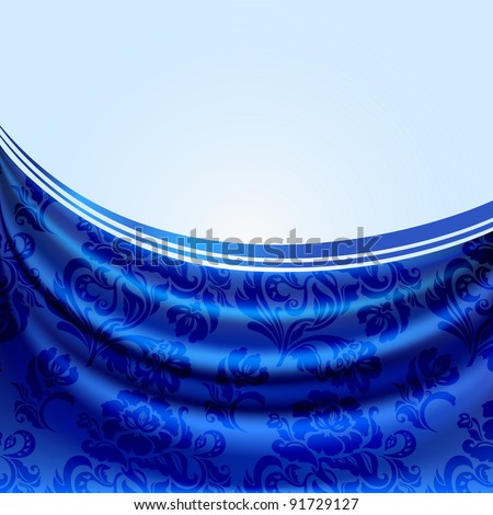 Blue curtain, silk tissue, ornament