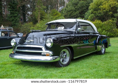 SAN FRANCISCO - SEPTEMBER 29: A 1950 Chevrolet Deluxe is on display during the 2012 Jimmy\'s Old Car Picnic in Golden Gate Park in San Francisco on September 29, 2012
