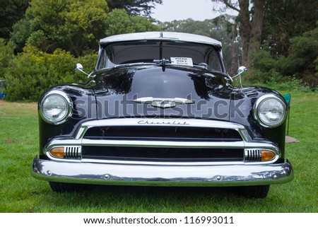 SAN FRANCISCO - SEPTEMBER 29: A 1950 Chevrolet Deluxe is on display during the 2012 Jimmy\'s Old Car Picnic in Golden Gate Park in San Francisco on September 29, 2012