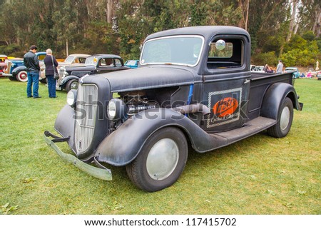SAN FRANCISCO - SEPTEMBER 29: A 1936 Ford Pickup is on display during the 2012 Jimmy\'s Old Car Picnic in Golden Gate Park in San Francisco on September 29, 2012