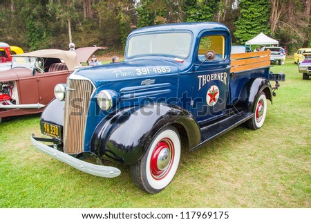 SAN FRANCISCO - SEPTEMBER 29: A 1937 Chevrolet Pickup is on display during the 2012 Jimmy\'s Old Car Picnic in Golden Gate Park in San Francisco on September 29, 2012