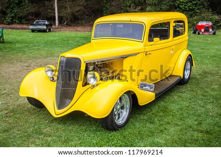 SAN FRANCISCO - SEPTEMBER 29: A 1934 Ford Sedan is on display during the 2012 Jimmy\'s Old Car Picnic in Golden Gate Park in San Francisco on September 29, 2012