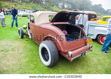 SAN FRANCISCO - SEPTEMBER 29: A 1932 Ford Roadster is on display during the 2012 Jimmy's Old Car Picnic in Golden Gate Park in San Francisco on September 29, 2012