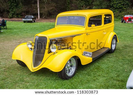 SAN FRANCISCO - SEPTEMBER 29: A 1934 Ford Sedan is on display during the 2012 Jimmy\'s Old Car Picnic in Golden Gate Park in San Francisco on September 29, 2012