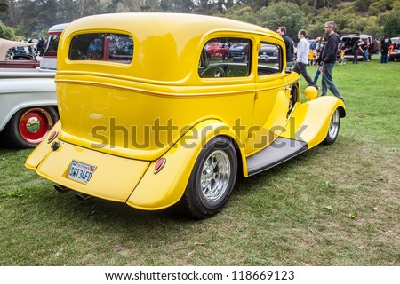 SAN FRANCISCO - SEPTEMBER 29: A 1934 Ford Sedan is on display during the 2012 Jimmy's Old Car Picnic in Golden Gate Park in San Francisco on September 29, 2012