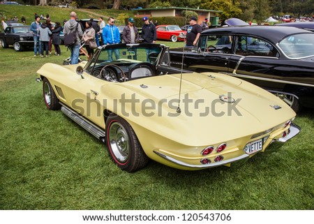 SAN FRANCISCO - SEPTEMBER 29: A 1967 Chevrolet Corvette is on display during the 2012 Jimmy\'s Old Car Picnic in Golden Gate Park in San Francisco on September 29, 2012