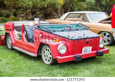 SAN FRANCISCO - SEPTEMBER 29: A Volkswagen Type 181 is on display during the 2012 Jimmy\'s Old Car Picnic in Golden Gate Park in San Francisco on September 29, 2012