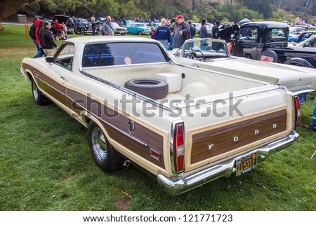 SAN FRANCISCO - SEPTEMBER 29: A 1970 Ford Ranchero is on display during the 2012 Jimmy\'s Old Car Picnic in Golden Gate Park in San Francisco on September 29, 2012