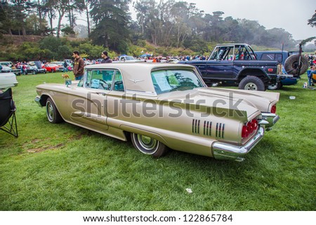 SAN FRANCISCO - SEPTEMBER 29: A 1960 Ford Thunderbird is on display during the 2012 Jimmy\'s Old Car Picnic in Golden Gate Park in San Francisco on September 29, 2012