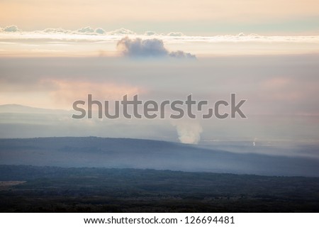 Plume of volcanic gas in Hawaii Volcanoes National Park, Big Island, Hawaii
