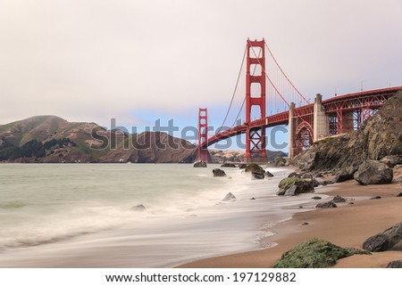 View of Golden Gate Bridge from Marshall Beach in San Francisco