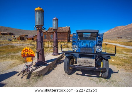 BODIE - Old Dodge truck at a Shell gas station at ghost town Bodie State Park, California on September 3, 2014