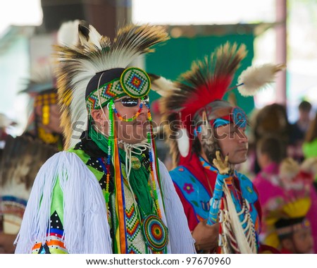 ARLEE, MONTANA - JULY 3: Native Americans perform tribal dances at the 113th Annual Arlee Celebration Powwow. July 3, 2011 in Arlee, Montana