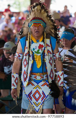 ARLEE, MONTANA - JULY 3: Native American performs tribal dances at the 113th Annual Arlee Celebration Powwow. July 3, 2011 in Arlee, Montana
