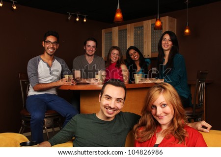 Diverse Group of Friends in Cafe