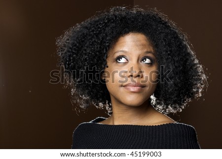 Beautiful African-American Woman thinking