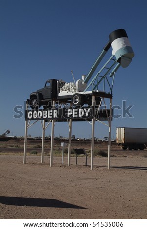 Towns Landmark from Coober Pedy and Road Train