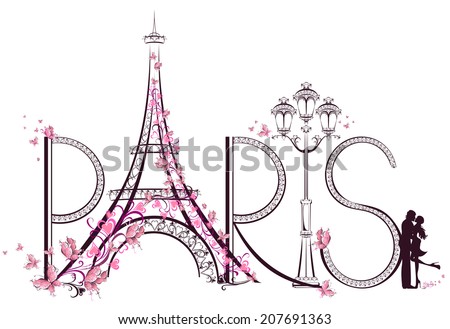 Tower Eiffel with Paris lettering Vector illustration Tower Eiffel with Paris lettering Vector illustration
