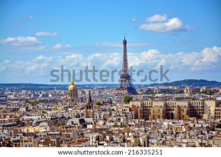 Aerial view of the Eiffel Tower from Notre Dame de Paris Aerial view of the Eiffel Tower from Notre Dame de Paris