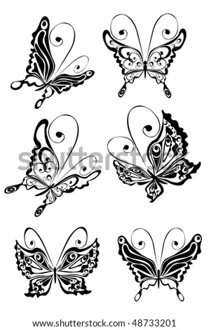 black and white butterfly designs. stock vector : lack butterfly