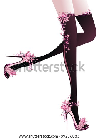 Fashion stockings and high heels Vector illustration
