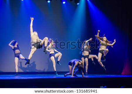 SIEDLCE, POLAND 14 MARCH: dancers of Luz Dance Theatre perform on stage at Podlasie theatre on March 14 2013 in Siedlce, Poland