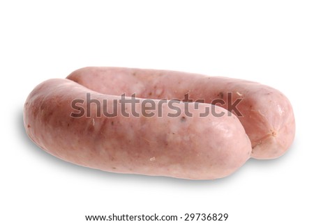 Traditional Polish white sausage isolated on white background