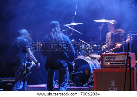 SIEDLCE - JANUARY 29: Band Upstream performs on stage at CKiS Theatre on January 29, 2011 in Siedlce, Poland