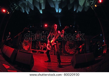 SIEDLCE, POLAND - JUNE 26: Acid Drinkers perform on stage at Siedlecki Rock Open Air Festival on June 26, 2011 in Siedlce, Poland