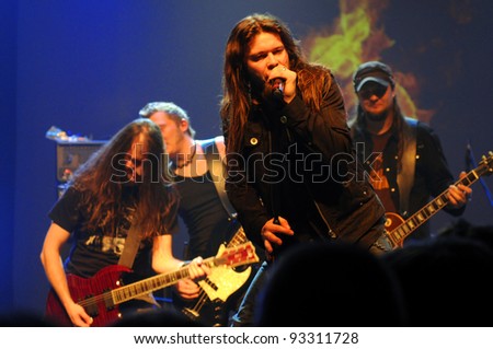 SIEDLCE - JANUARY 22, band Outside perform on stage at Podlasie Club on January 20, 2012 in Siedlce, Poland