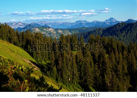 View of the Cascade Mountains as seen from Scorpion Peak.