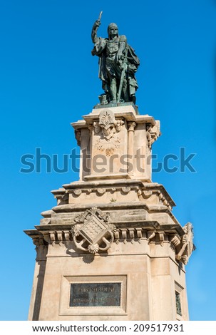 Roger De Lauria Statue on the Balcon De Mediterranean Tarragona Spain