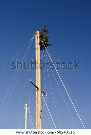 Ships Mast with a Christmas Tree attached