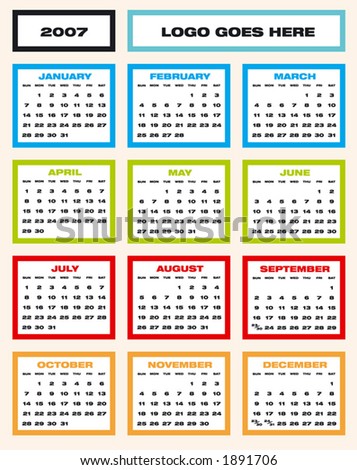 2007 Colorful Calendar (in vector format, can be scaled to any size)