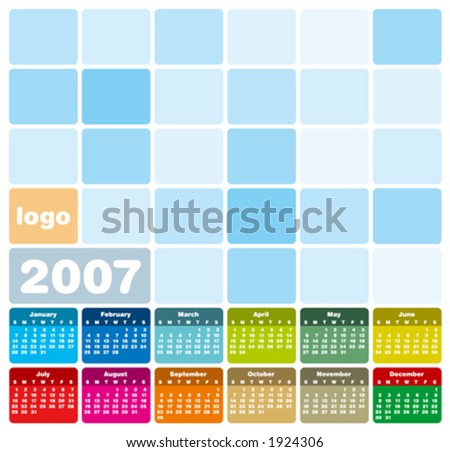 2007 Colorful Calendar (in vector format, can be scaled to any size. Type is both as fonts and as curves)