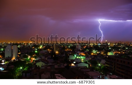 Lightning in a stormy night, in the outsides of Buenos Aires, Argentina