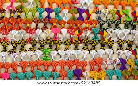 Various small hair ribbons in different colors