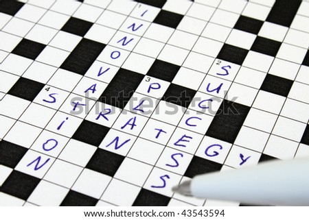 Innovation, Strategy, Plan, Success Crossword and Pen