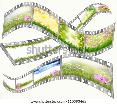 Film strip with different photos of nature