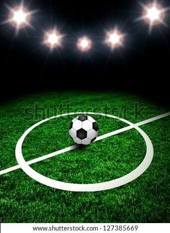 Soccer ball on the green field Soccer ball on the green field
