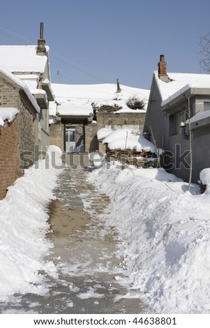 Snowed street after snow storm1