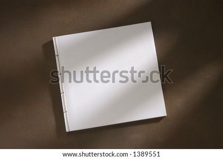 white book on brown background with shadow,cover blank