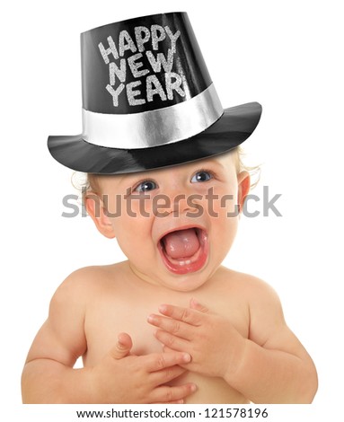 Happy New Year baby boy studio isolated on white Happy New Year baby boy studio isolated on white