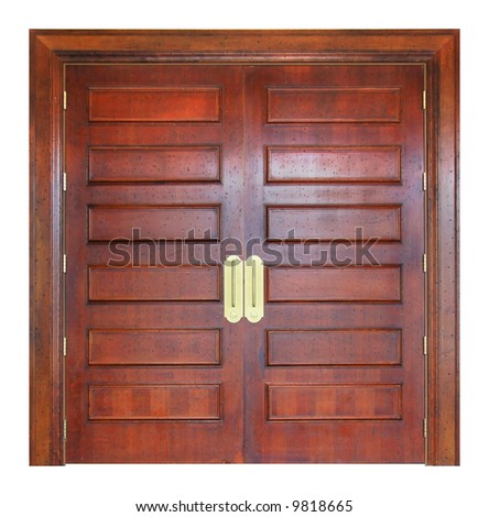 Large solid wooden double doors, entry to a convention room.