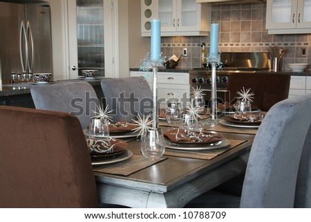 Elegantly set dinner table.
