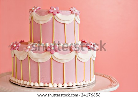 Pink wedding cake.